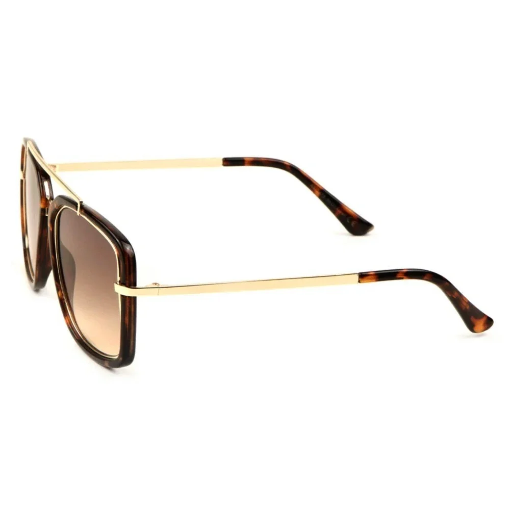 Square Men Sunglasses Designer Retro Metal Driving Shades Hip Hop Brown Lens New